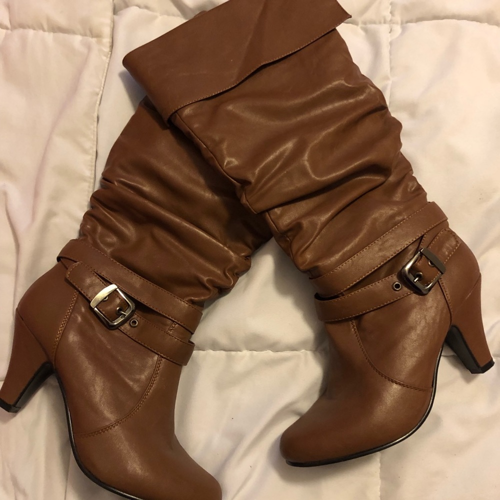 Brown Calf Scrunch Boots